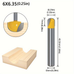 Apvalus dugno peilis 6 rankenos medžio apdirbimui., 1vnt 6x6,35mm