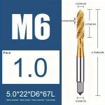 M6 sraigtinis kobalto sriegiklis, sriegių pjovimo įrankis, 1vnt M6x1.0