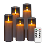 Elektroninės žvakės rinkinys su pulteliu,  Pilka &ndash; gylis 2,3 &times; auk&scaron;tis 12,7 cm12,7 cm15,24 cm17,78 cm20,32 cm