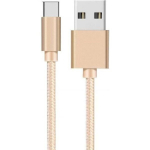 Kabelis Samsung Galaxy A20E, A40, A50, A70, A80, S10, S9, S8, NOTE 10, NOTE 9, NOTE 8 - USB-C nailono pintas kabelis auksinės spalvos [Phonillico&reg;]