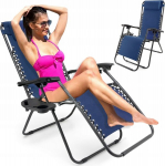 Klasikinė tamsiai mėlyna paplūdimio kėdė sodo kėdė Soprato sulankstoma 2in1