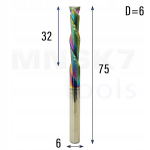 Spiralinė kompresinė Cnc freza Tin 2p 6*6*32*75 Vhm (huhao)