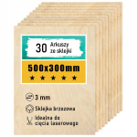 Beržinė fanera 3mm A3 lazeriniam pjovimui, Cnc, 60 vnt.