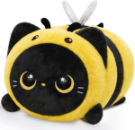 Juodas katės bičių pliu&scaron;inis pagalvėlė 20 cm mink&scaron;tas kawaii žaislas vaikams, mielas katės pliu&scaron;inis žaislas, puiki mink&scaron;ta pagalvėlė ir dovana
