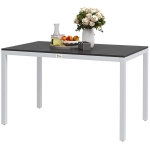 Outsunny sodo stalas, aliuminio, 120x70 cm, atsparus oro sąlygoms, balkono stalas su medžio imitacija, neslystantis, bufeto stalas, kempingo stalas 4-6 asmenims, terasos stalas, lauko valgomasis stalas sodui, balkonui, juodas, Juoda