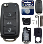 Automobilio rakto remonto komplektas su 3 mygtukais + ruo&scaron;inys + baterija, suderinamas su Vw Golf Up Polo T5 Caddy Tiguan Beetle Eos Jetta