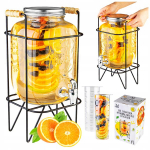 Stiklainis su čiaupu ant stovo 4l limonadui sultims alkoholiui vandens dozatorius