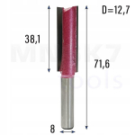 Frezas medienai Vhm, 8mm kotas, 12.7mm darbinis skersmuo
