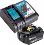 Makita Dc 18 Rc greitasis įkroviklis + Makita Bl 1850 akumuliatorius li-ion 5.0 Ah
