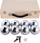 Engelhart - 010206 - prabangus medinis petankės žaidimas - 8 chromuoti boules rutuliai - medinis dėklas - žaidimas lauke - boules 74 mm + petankės priedai - 2&ndash;4 žaidėjai - nuo 6 metų