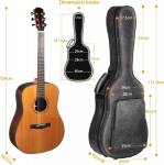Cahaya akustinės gitaros dėklas, tinkamas 40 41 colių akustinėms gitaroms, juodas, akustinės gitaros dėklas