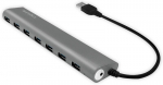 Logilink usb &scaron;akotuvas, skirtas pc/ne&scaron;iojamam kompiuteriui, aliuminio korpusas, juodas sidabras, 7 prievadai