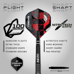 Red Dragon Darts - T-800 Series - 90% volframo profesionalus smiginio rinkinys su smiginio plunksnomis ir kotais - Galimi mink&scaron;ti antgaliai 18g barelis/20g pilnas svoris ir plieniniai antgaliai 22g, 24g & 26g