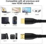 Jorenca 4k hdmi kabelis 2 m (hdmi 2.0, 18 gbps) itin didelės spartos paauksuotos jungtys, ethernet garso grąžinimas, video 4k, full hd 1080p, 3d suderinamas xbox ne&scaron;iojamas kompiuteris ps3 ps4 ps9 pc hdtv