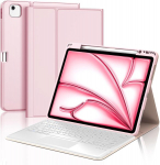 Occtingkind klaviatūra, skirta Ipad Air 13 2024 (m2), dėklas su klaviatūra, skirtas Ipad Air 13 colių, dangtelis su jutikline Bluetooth klaviatūra, magnetinė nuimama Qwerty itali&scaron;ka klaviatūra, skirta Ipad Air (m2) 13 colių 2024, rožinė