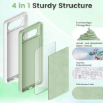 Huwaih 3-in-1 dėklas, skirtas google pixel 8 pro, silikoninis dėklas su 2 stiklais 9h 0,33 mm, patobulinta kameros apsauga, mink&scaron;tas mikropluo&scaron;to pamu&scaron;alas, atsparus įbrėžimams telefono dėklas, skirtas google