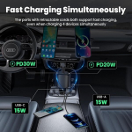 Pldhpro 80w i&scaron;traukiamas automobilinis įkroviklis usb c, juodas usb c automobilinis įkroviklis greito įkrovimo adapteris 4 in 1 su dviem 0,82 m i&scaron;traukiamais type-c laidais, suderinamas su iphone, google, galaxy, oneplus, motorola