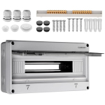Camway pavir&scaron;iuje montuojama saugiklių dėžutė, 1 eilė, 18 modulių, pavir&scaron;iuje montuojama paskirstymo dėžutė, Ip65 atspari vandeniui, paskirstymo dėžutė su apvaliu sandarikliu ir žalvario spaustukais, saugiklių dėžutė sodui arba naudojimui lauke
