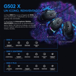 Logitech G 502 x Lightspeed belaidė žaidimų pelė - optinė pelė su optiniais mechaniniais Lightforce hibridiniais jungikliais, Hero 25k žaidimų jutiklis, suderinama su Pc - Macos/windows - juoda