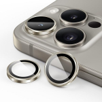 Jetech kameros apsauga, skirta iphone 15 pro 6.1 colio ir iphone 15 pro max 6.7 colio, 9h grūdinto stiklo plėvelė, individualus metalinis žiedas, hd clear, 1 komplektas (titanium natural)