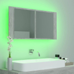 Veidrodinė vonios spintelė su LED, betono, 90x12x45cm, akrilas CFE8350258