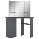 Kampinis Kosmetinis staliukas，Makiažo stalas su LED, pilkas, 111x54x141,5cm CFE4375108