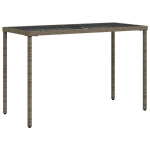 Stalas su stikliniu stalvir&scaron;iu, pilkas, 115x54x74cm, PE ratanas CFE7325199