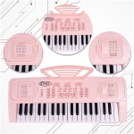 Vaiki&scaron;kas pianinas su mikrofonu, 37 klavi&scaron;ai, rožinis