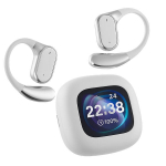 Bluetooth ausinės Q18 su i&scaron;maniuoju ekranu ir įkrovimo dėklu, baltos