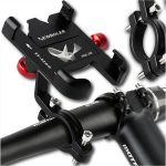 Tvirtas dviratininko telefono laikiklis ant dviračio vairo sukamas