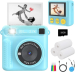 Instant print kamera vaikams, 3&ndash;12 m., portable HD, mėlyna, 1 vnt