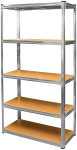 Metalinė lentyna 150x75x30cm, 4 lentynos Mdf, 600kg, garažui