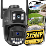 I&scaron;manioji lauko IP kamera HEELLY Dual 2&times;5MP, su sukimosi funkcija, automatiniu sekimu, WiFi ry&scaron;iu, dvikrypčiu garsu ir naktiniu matymu