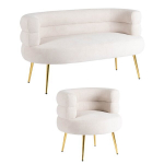 Komplektas Dvivietė sofa Mebel Elite NANTES ir Poilsio fotelis Mebel Elite PRESTON Kreminės spalvos