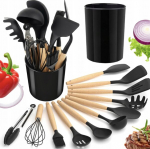 Silikoninių virtuvės įrankių rinkinys, 12vnt, juodas