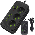 Pratęsimo tinklo juosta 3x230V 4xUSB 1xUSB-C su įjungimo mygtuku