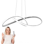 LED pakabinamas &scaron;viestuvas 55cm sidabrinis 72W 5760lm, su pulteliu, reguliuojama spalva ir auk&scaron;tis