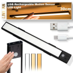 Įkraunamas USB LED &scaron;viestuvas LIVMAN BH-K32 su judesio jutikliu ir 3 ap&scaron;vietimo spalvų režimais, 30cm