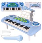 Vaiki&scaron;kas pianinas 37 klavi&scaron;ų su mikrofonu, mėlynas, USB, MP3