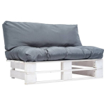 Sodo sofa i&scaron; palečių su pilkomis pagalvėlėmis, Pilka