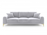 Keturvietė sofa Mazzini Sofas Madara, &scaron;viesiai pilka/auksinės spalvos