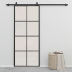 vidaXL Stumdomos durys, juodos, 90x205cm, aliuminis ir ESG stiklas