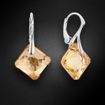 Sidabriniai auskarai moterims DiamondSky Shimmer Golden Shadow su Swarovski kristalais