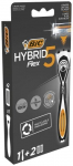 Sisteminis skustuvas ir keičiamos galvutės Bic Hybrid 5 Flex, 3 vnt