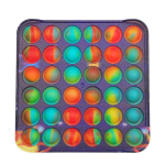 Silikoninis žaislas POP - IT plastikinio pagrindu kvadratas, spalvotais burbulais, 13 x 13 cm