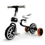 Balansinis dviratis su pedalais ir &scaron;oniniais ratais Ecotoys 4in1, juodas/baltas