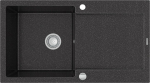 Granitinė virtuvinė plautuvė Mexen Leo su sifonu, Black granite