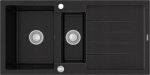 Granitinė virtuvinė plautuvė Mexen Andres su sifonu, Metallic black/silver