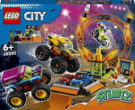 LEGO&reg; 60295 City Stuntz kaskadininkų &scaron;ou arena, 2 sunkvežimiai monstrai ir žaisliniai automobiliai, nuleidžiamas motociklas, ratas