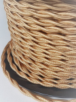 Tekstilinis pintas laidas 2x0,75 , ap&scaron;vietimui, gold blizgus, 5m